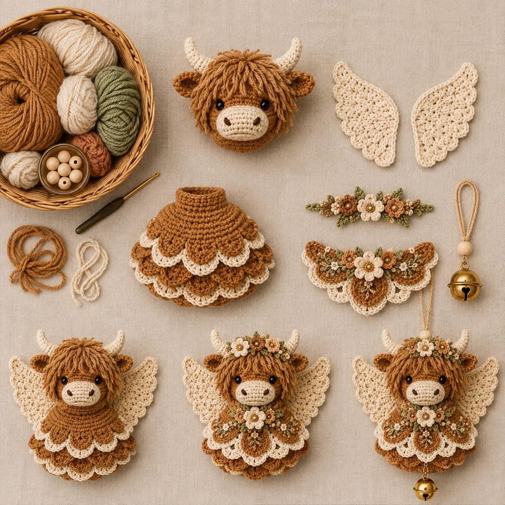 ✨ Animal Angel Crochet DIY Kit | Hand‑Stitch Guardian Ornament for Holiday & Gifting