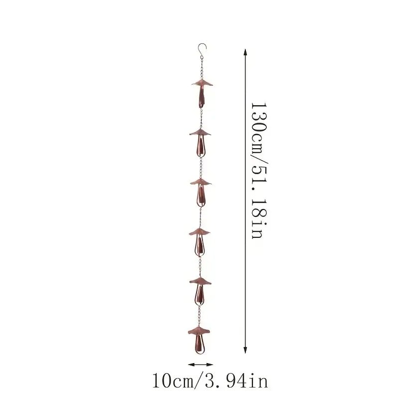 🍄 Vintage Iron Mushroom Rain Chain | Rustic Outdoor Decor & Wind Chime