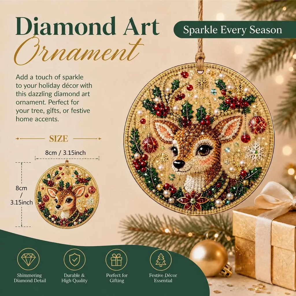 💎 DIY Christmas Diamond Painting Ornament Kit – Sparkly 5D Gem Tree Decor for Family Craft Night