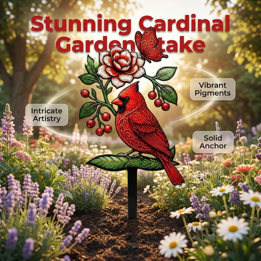 🐦Cardinal Art Garden Stake💖