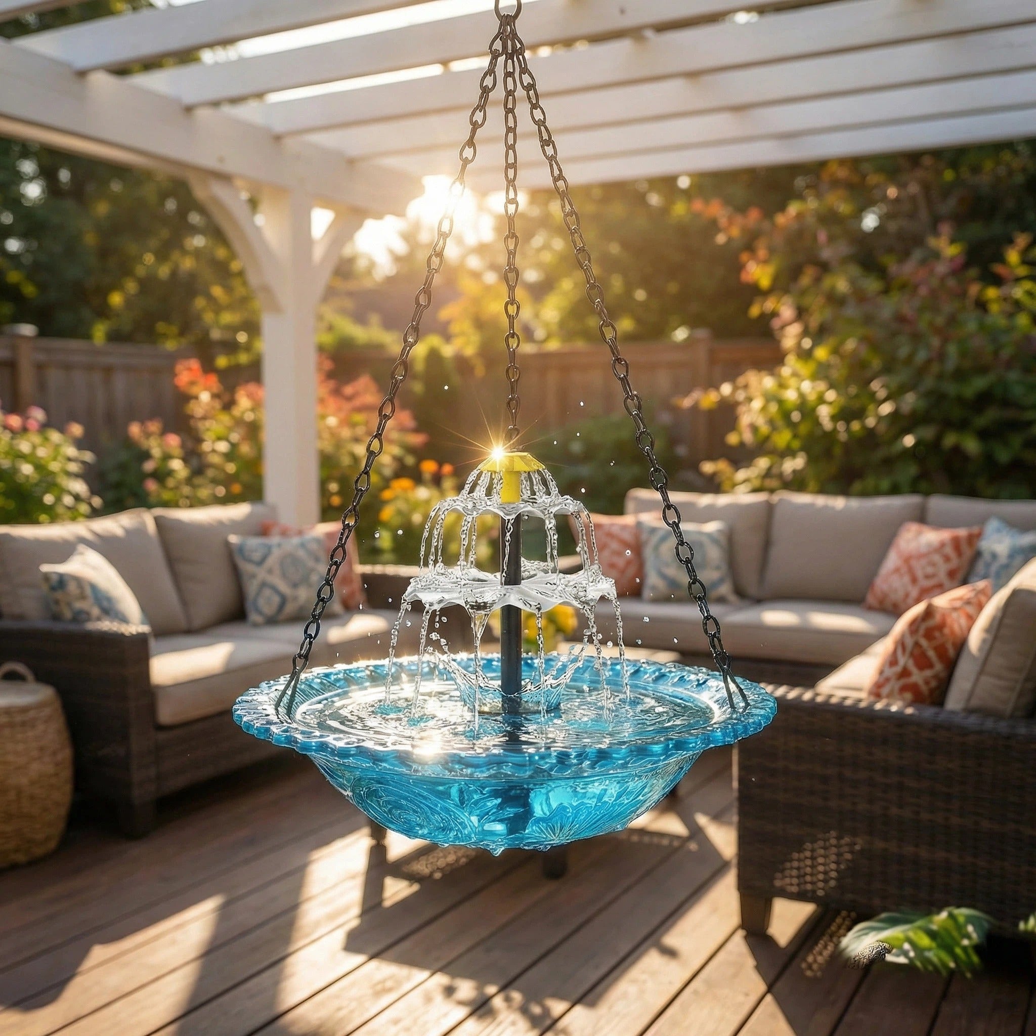 🔥🔥New Year 70% Off--Solar Cascade Hanging Bird Bath Fountain