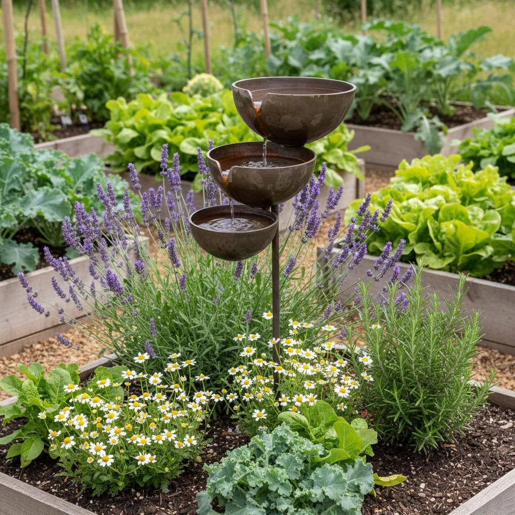 🌧️ Self-filling bird bath using rainwater 🐦 Weatherproof, for outdoor gardens