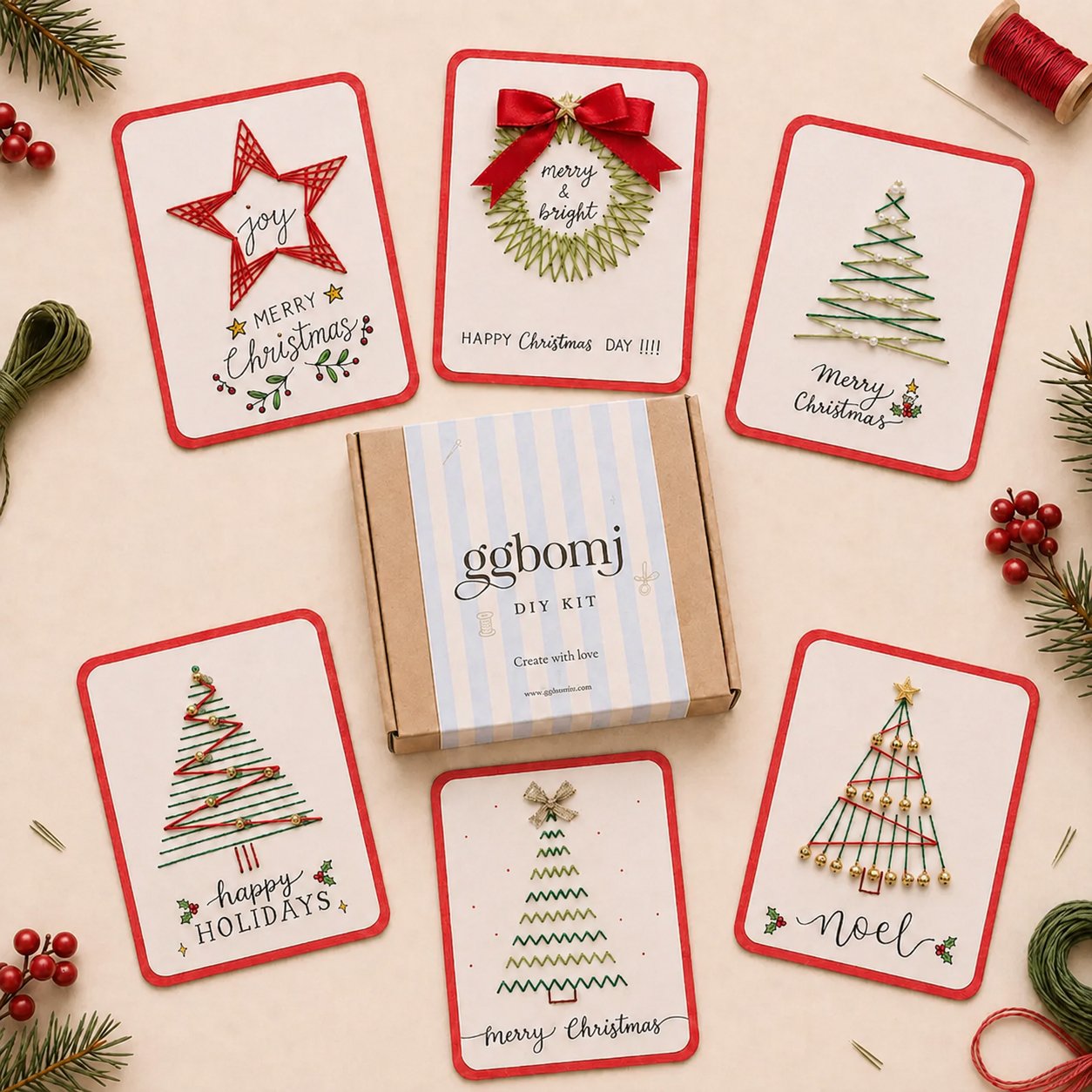 🧵 Cozy Family Christmas Craft Kit, Create Keepsake‑Worthy Handmade Christmas Cards for Gifting