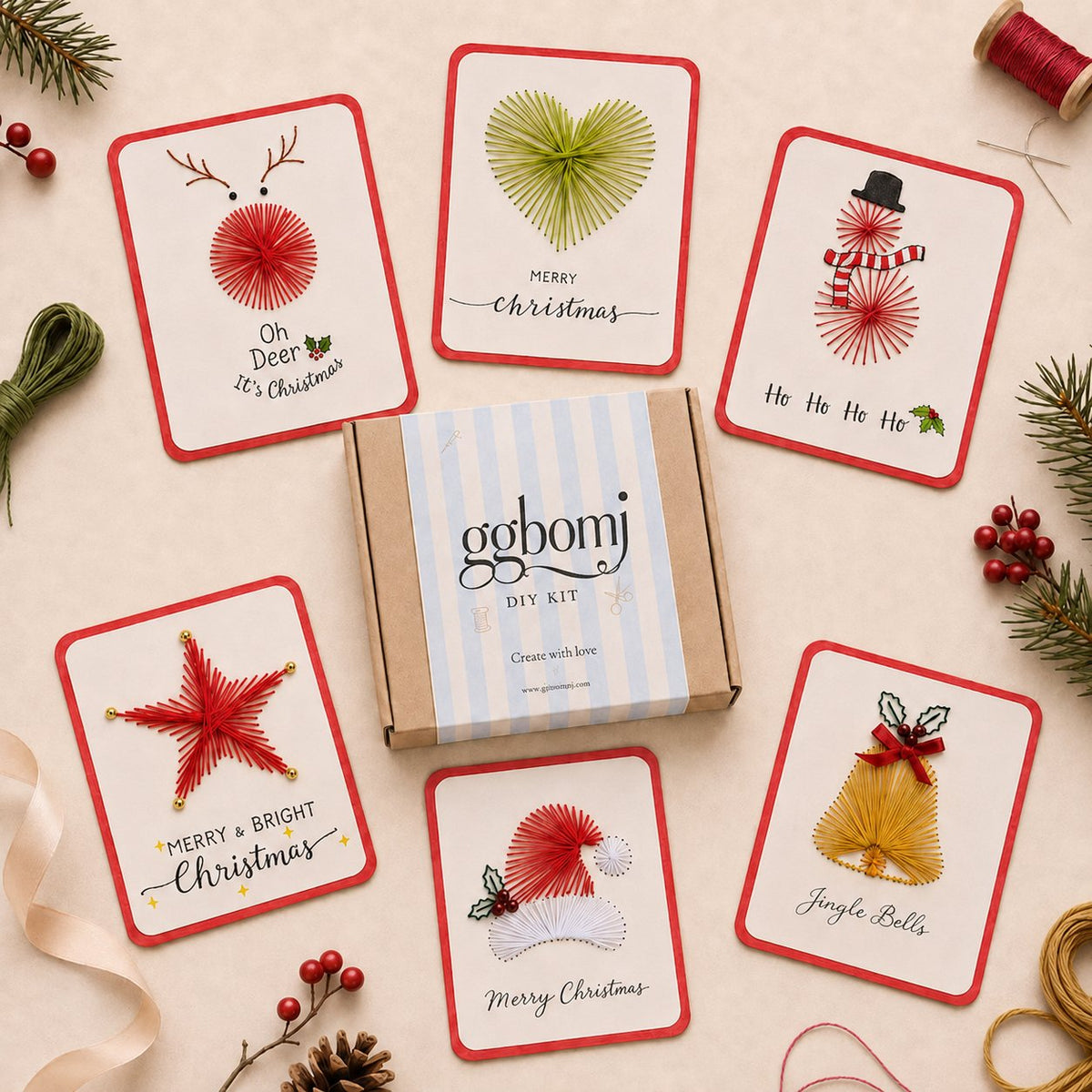 🧵 Cozy Family Christmas Craft Kit, Create Keepsake‑Worthy Handmade Christmas Cards for Gifting