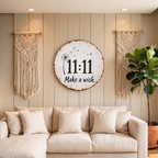 🌼✨Circular Rustic Metal Sign with Dandelion 11:11 Make a Wish Design
