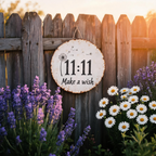 🌼✨Circular Rustic Metal Sign with Dandelion 11:11 Make a Wish Design