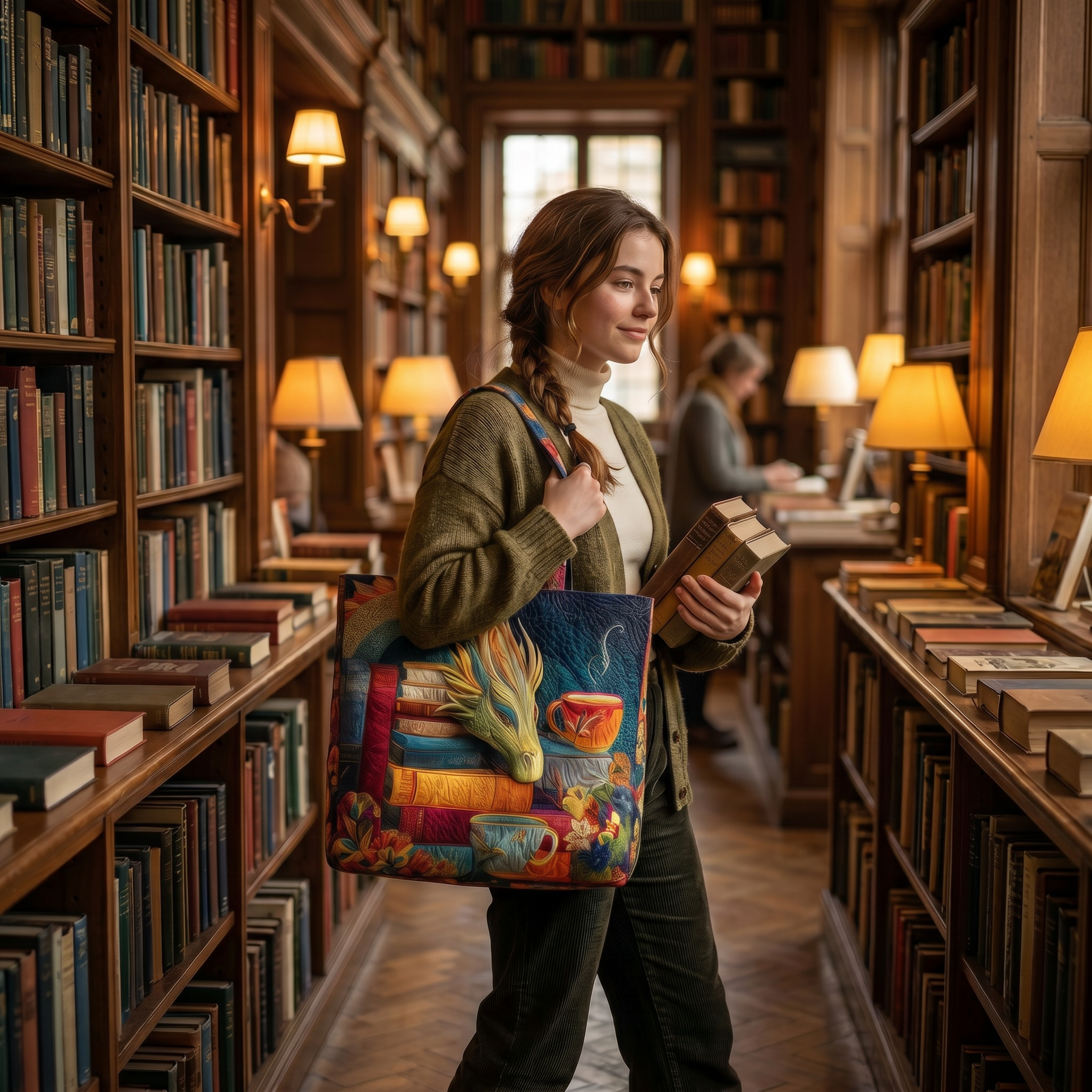 🐉Fantasy Dragon Book Quilted Tote Bag