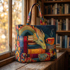 🐉Fantasy Dragon Book Quilted Tote Bag