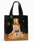 🎄 LIMITED‑TIME 50% OFF! ✨ Black Christmas Non Woven Gift Tote Bag – Gold Foil, Reusable, Sturdy Handles 🎁