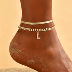 📢📢LAST DAY SPECIAL PRICE: ￡6.99!!⏰ ✨ Dainty Layered Gold Initial Anklets – Elegant Design, Lightweight & Adjustable – Perfect for Everyday Charm & Gifting 💛