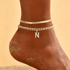 📢📢LAST DAY SPECIAL PRICE: ￡6.99!!⏰ ✨ Dainty Layered Gold Initial Anklets – Elegant Design, Lightweight & Adjustable – Perfect for Everyday Charm & Gifting 💛