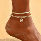 📢📢LAST DAY SPECIAL PRICE: ￡6.99!!⏰ ✨ Dainty Layered Gold Initial Anklets – Elegant Design, Lightweight & Adjustable – Perfect for Everyday Charm & Gifting 💛