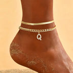 📢📢LAST DAY SPECIAL PRICE: ￡6.99!!⏰ ✨ Dainty Layered Gold Initial Anklets – Elegant Design, Lightweight & Adjustable – Perfect for Everyday Charm & Gifting 💛