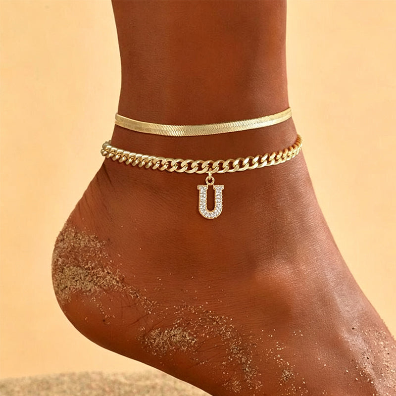 📢📢LAST DAY SPECIAL PRICE: ￡6.99!!⏰ ✨ Dainty Layered Gold Initial Anklets – Elegant Design, Lightweight & Adjustable – Perfect for Everyday Charm & Gifting 💛