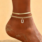 📢📢LAST DAY SPECIAL PRICE: ￡6.99!!⏰ ✨ Dainty Layered Gold Initial Anklets – Elegant Design, Lightweight & Adjustable – Perfect for Everyday Charm & Gifting 💛