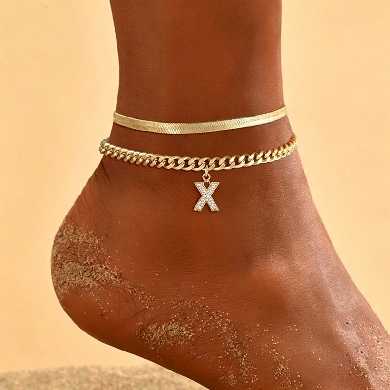 📢📢LAST DAY SPECIAL PRICE: ￡6.99!!⏰ ✨ Dainty Layered Gold Initial Anklets – Elegant Design, Lightweight & Adjustable – Perfect for Everyday Charm & Gifting 💛