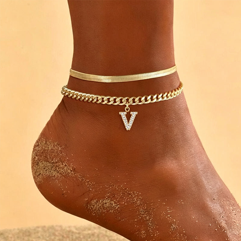 📢📢LAST DAY SPECIAL PRICE: ￡6.99!!⏰ ✨ Dainty Layered Gold Initial Anklets – Elegant Design, Lightweight & Adjustable – Perfect for Everyday Charm & Gifting 💛