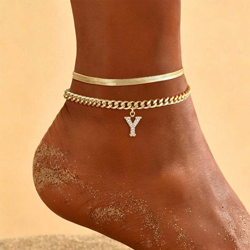 📢📢LAST DAY SPECIAL PRICE: ￡6.99!!⏰ ✨ Dainty Layered Gold Initial Anklets – Elegant Design, Lightweight & Adjustable – Perfect for Everyday Charm & Gifting 💛