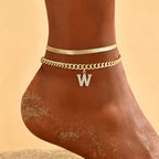 📢📢LAST DAY SPECIAL PRICE: ￡6.99!!⏰ ✨ Dainty Layered Gold Initial Anklets – Elegant Design, Lightweight & Adjustable – Perfect for Everyday Charm & Gifting 💛