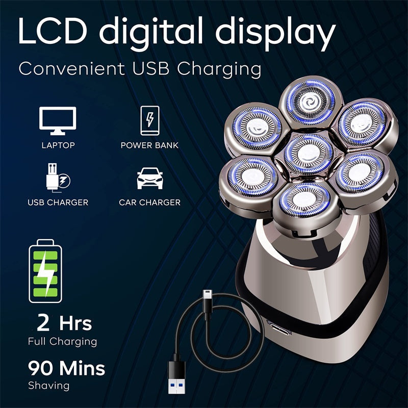 🪒 7D Floating‑Blade Head Shaver Kit ✨ All‑In‑One Grooming Tool for Bald Men