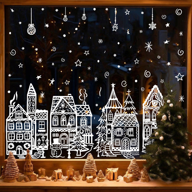 ❄️ Christmas Winter Village Window Clings – Static Reusable Glass Decor, No Glue Needed