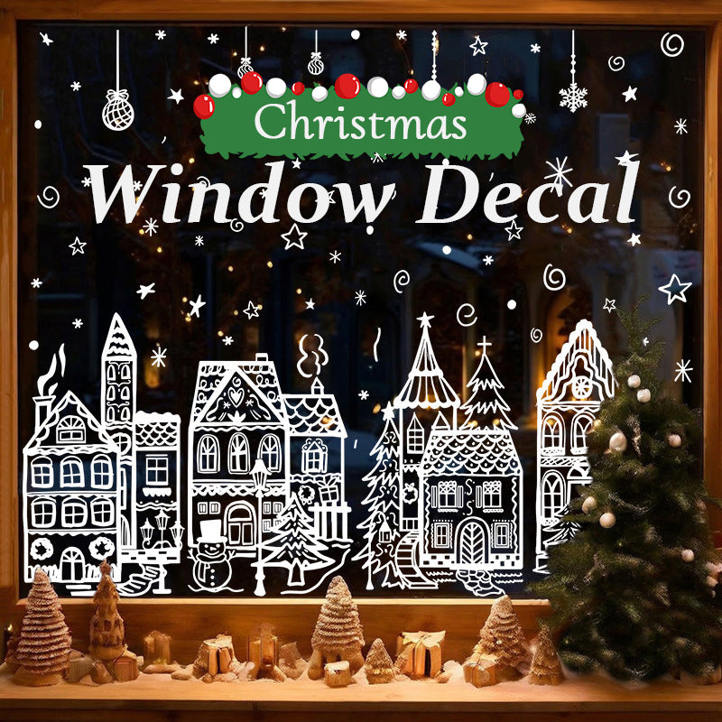 ❄️ Christmas Winter Village Window Clings – Static Reusable Glass Decor, No Glue Needed