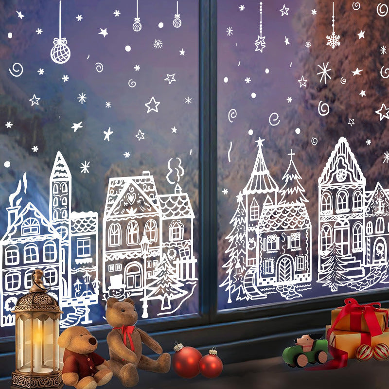 ❄️ Christmas Winter Village Window Clings – Static Reusable Glass Decor, No Glue Needed