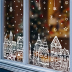❄️ Christmas Winter Village Window Clings – Static Reusable Glass Decor, No Glue Needed