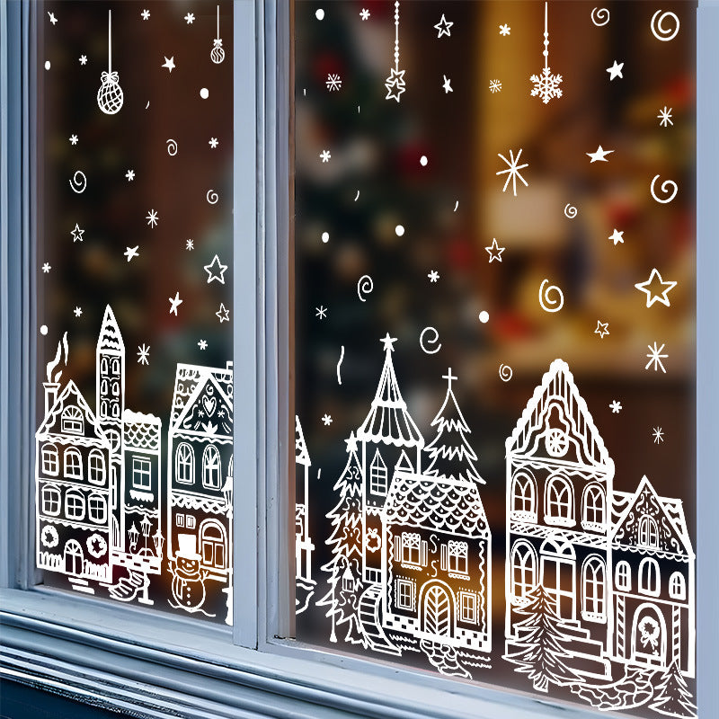 ❄️ Christmas Winter Village Window Clings – Static Reusable Glass Decor, No Glue Needed