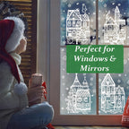 ❄️ Christmas Winter Village Window Clings – Static Reusable Glass Decor, No Glue Needed