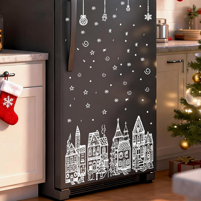 ❄️ Christmas Winter Village Window Clings – Static Reusable Glass Decor, No Glue Needed