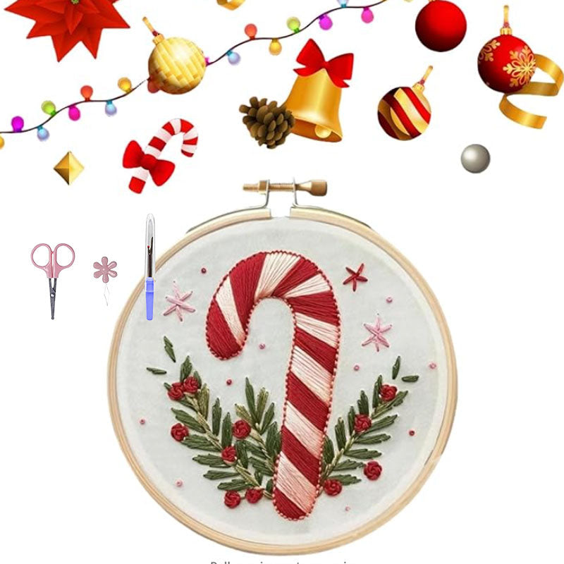 ❄️ Winter Snowy Village Embroidery Kit – Beginner Christmas Craft With Embroidery Hoop