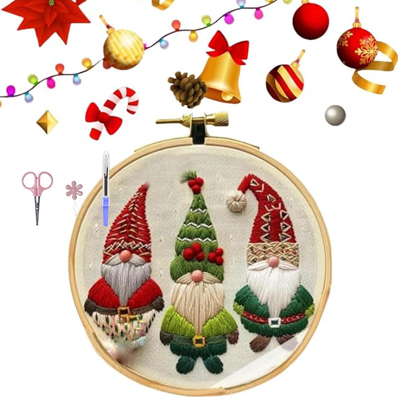 ❄️ Winter Snowy Village Embroidery Kit – Beginner Christmas Craft With Embroidery Hoop