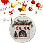 ❄️ Winter Snowy Village Embroidery Kit – Beginner Christmas Craft With Embroidery Hoop