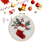 ❄️ Winter Snowy Village Embroidery Kit – Beginner Christmas Craft With Embroidery Hoop